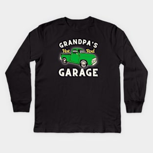 Grandpa's Hot Rod Garage Classic Vintage Kids Long Sleeve T-Shirt